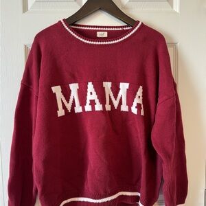 Red 'MAMA' Crew Neck Sweater